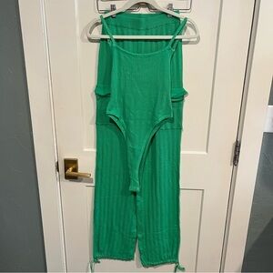 My Boo Green Knit Set Tank Body Suit and Joggers Medium